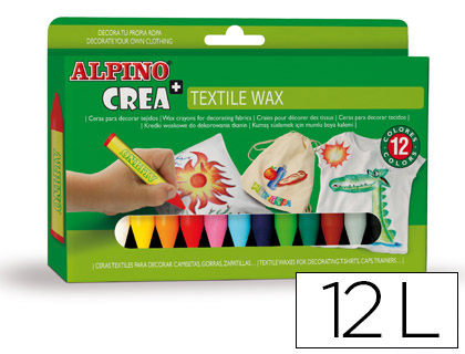 ALPINO - LAPICES CERA CREA TEXTILE WAX CAJA DE 12 COLORES (Ref.PX000001)