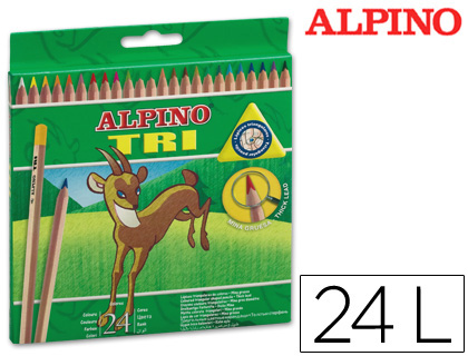 ALPINO - LAPICES DE COLORES TRI ESTUCHE DE 24 COLORES SURTIDOS (Ref.AL000129)