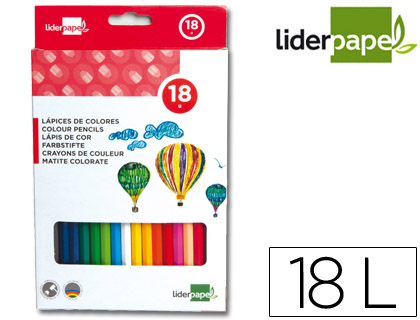 LIDERPAPEL - LAPICES DE COLORES CAJA DE 18 COLORES (Ref.LC03)