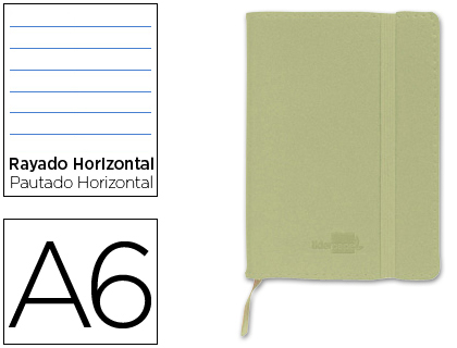 LIDERPAPEL - LIBRETA SIMIL PIEL A6 120 HOJAS 70G/M2 HORIZONTAL SIN MARGEN VERDE (Ref.LD08)