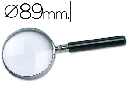 LIDERPAPEL - LUPA CRISTAL ARO METALICO MANGO NEGRO W-105 89 MM (Ref.WW04)
