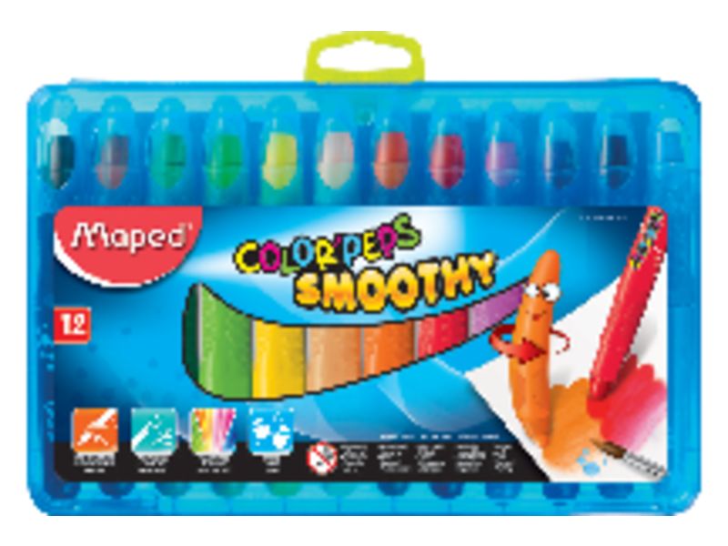 MAPED - Ceras Smoothy Estuche 10 ud Colores surtidos Gel acuarelable (Ref.836310)
