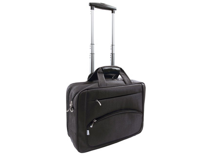 Q-CONNECT - MALETIN PARA PORTAIL 16&quot; NEGRO 1 ASA 2 BOLSILLOS EXTERIORES Y RUEDAS MEDIDAS 410X325X150 MM (Ref.KF16977)