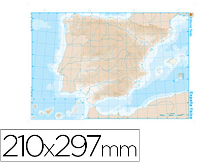 MAPA MUDO B/N DIN A4 ESPAÑA -FISICO 