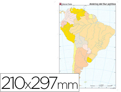 MAPA MUDO COLOR DIN A4 AMERICA SUR POLITICO 