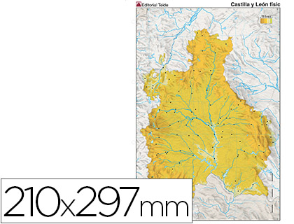 MAPA MUDO COLOR DIN A4 CASTILLA-LEON FISICO (Ref.7228-5)