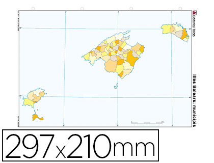 MAPA MUDO COLOR DIN A4 ISLAS BALEARES POLITICO 