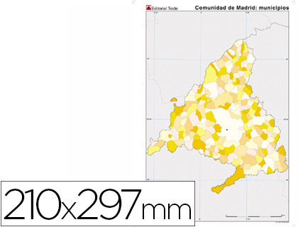 MAPA MUDO COLOR DIN A4 MADRID POLITICO 