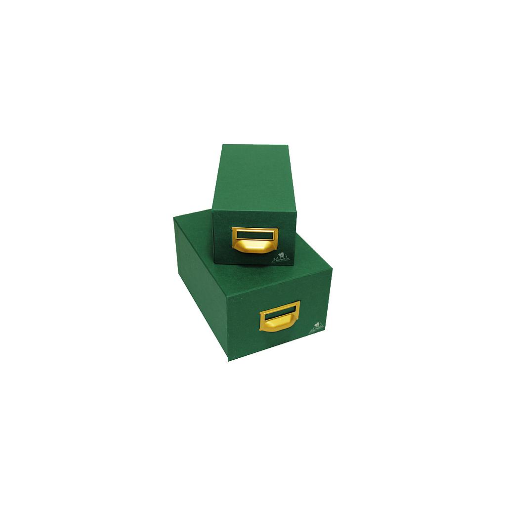 MARIOLA - Fichero CARTÓN FORRADO EN GELTEX VERDE PARA1000FICHAS DIMENSIONES 250X190X350 MM. (Ref.5-1000)