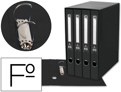 LIDERPAPEL - MODULO 4 ARCHIVADORES FOLIO 2 ANILLAS MIXTAS 25MM NEGRO (Ref.MD42)