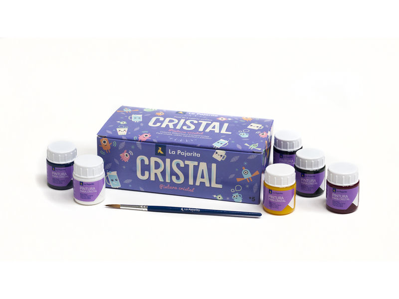 LA PAJARITA - Pintura cristal agua Caja 6 Ud + pincel (Ref.999994)