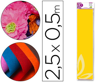 LIDERPAPEL - PAPEL CRESPON 50 CM X 2.5M 34G/M2 AMARILLO (Ref.CP02)