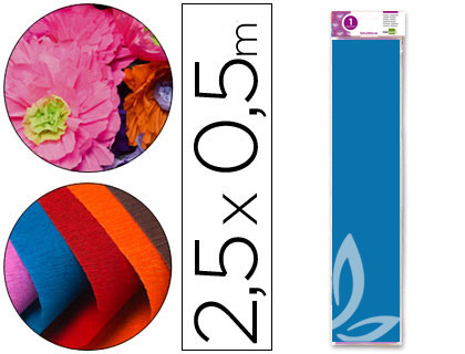 LIDERPAPEL - PAPEL CRESPON 50 CM X 2.5M 34G/M2 AZUL (Ref.CP11)