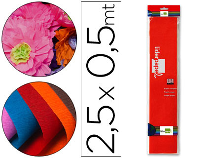 LIDERPAPEL - PAPEL CRESPON 50 CM X 2.5M 34G/M2 ROJO (Ref.CP04)