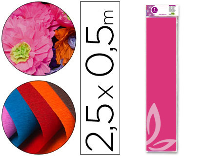 LIDERPAPEL - PAPEL CRESPON 50 CM X 2.5M 34G/M2 ROSA (Ref.CP07)