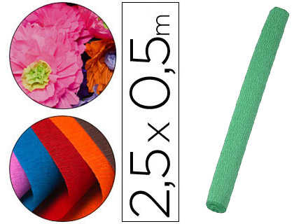 LIDERPAPEL - PAPEL CRESPON ROLLO DE 50 CM X 2,5 M 85G/M2 VERDE (Ref.CP29)