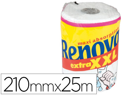 RENOVA - PAPEL DE COCINA JUMBO ULTRA ABSORBENTE 42G/M2 ANCHO 210MM LARGO 25M (Ref.064647)