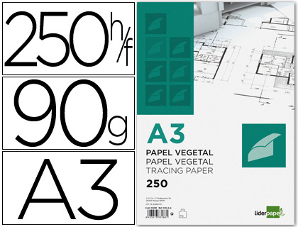 LIDERPAPEL - PAPEL DIBUJO 297X420MM 90G/M2 VEGETAL (Ref.PV01)