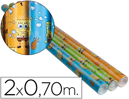 PAPEL FANTASIA INFANTIL BOB ESPONJA ROLLO DE 2X0,70 MT PAPEL 60 GRS (Ref.GW-11603)