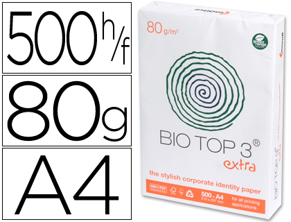 BIOTOP - PAPEL FOTOCOPIADORA EXTRA ECOLOGICO DIN-A4 PAQUETE DE 500 HOJAS (Ref.BT-80-A4)