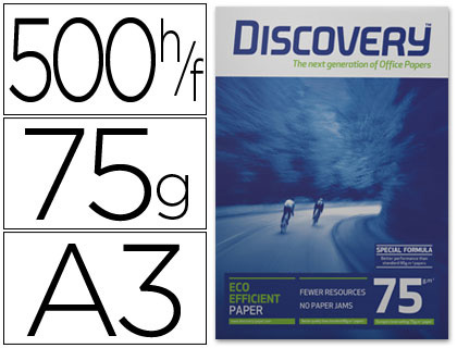 DISCOVERY - PAPEL FOTOCOPIADORA DIN A3 75 GRS. PAPEL MULTIUSO INK-JET Y LASER-PAQUETE DE 500 HOJAS (Ref.DIS-75-A3)