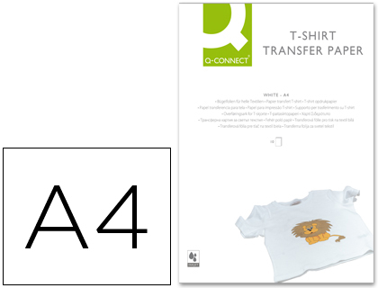 Q-CONNECT - PAPEL TRANSFERENCIA PARA TELA DIN A4 -BOLSA DE 10 HOJAS (Ref.KF01430)