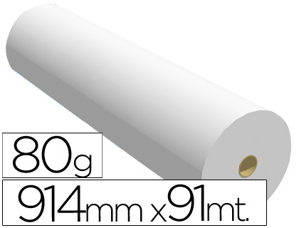 PAPEL REPROGRAFIA PARA PLOTTER 914MMX91MT 80GR IMPRESION INK-JET (Ref.914X91 80)