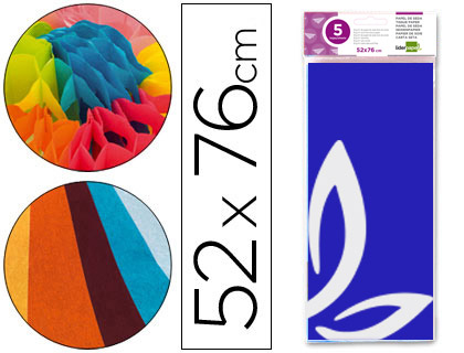 LIDERPAPEL - PAPEL SEDA 52X76CM 18G/M2 BOLSA DE 5 HOJAS AZUL (Ref.SE05)