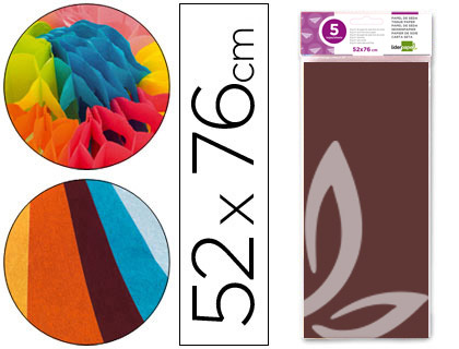 LIDERPAPEL - PAPEL SEDA 52X76CM 18G/M2 BOLSA DE 5 HOJAS MARRON (Ref.SE07)