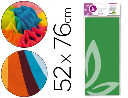 LIDERPAPEL - PAPEL SEDA 52X76CM 18G/M2 BOLSA DE 5 HOJAS VERDE (Ref.SE14)