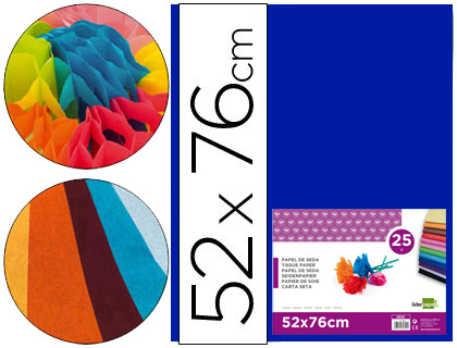 LIDERPAPEL - PAPEL SEDA AZUL 52X76 CM 18 GR -PAQUETE DE 25 HOJAS (Ref.SE20)