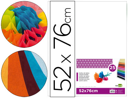 LIDERPAPEL - PAPEL SEDA BLANCO 52X76 CM 18 GR -PAQUETE DE 25 HOJAS (Ref.SE26)