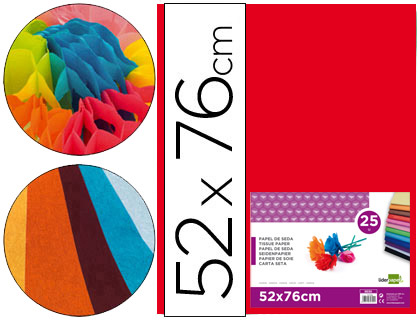 LIDERPAPEL - PAPEL SEDA ROJO 52X76 CM 18 GR -PAQUETE DE 25 HOJAS (Ref.SE23)