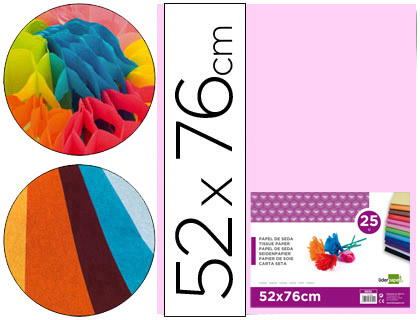 LIDERPAPEL - PAPEL SEDA ROSA 52X76 CM 18 GR -PAQUETE DE 25 HOJAS (Ref.SE17)