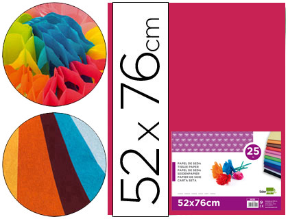 LIDERPAPEL - PAPEL SEDA ROSA FUERTE 52X76 CM 18 GR -PAQUETE DE 25 HOJAS (Ref.SE19)