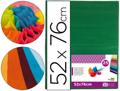 LIDERPAPEL - PAPEL SEDA VERDE OSCURO 52X76CM 18 GR/M2 PAQUETE DE 25 HOJAS (Ref.SE30)