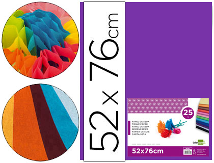 LIDERPAPEL - PAPEL SEDA VIOLETA 52X76 CM 18 GR -PAQUETE DE 25 HOJAS (Ref.SE22)