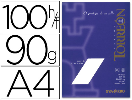 GUARRO - PAPEL TORREON BLANCO CREMA A4 90 GRS. PAQUETE DE 100 (Ref.200400684)