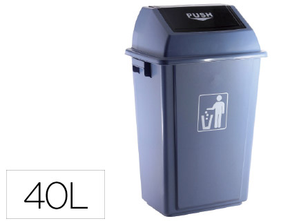 Q-CONNECT - PAPELERA CONTENEDOR PLASTICO CON TAPA DE BALANCIN 40 LITROS GRIS 410X280X610 MM (Ref.KF16747)