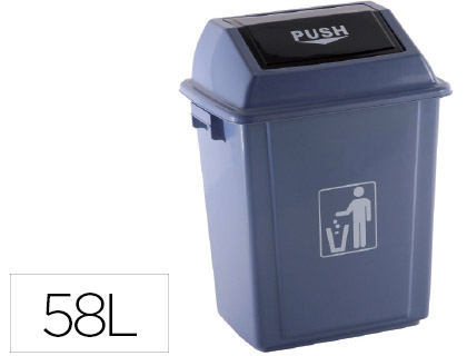 Q-CONNECT - PAPELERA CONTENEDOR PLASTICO CON TAPA DE BALANCIN 58 LITROS GRIS 470X330X760 MM (Ref.KF16746)