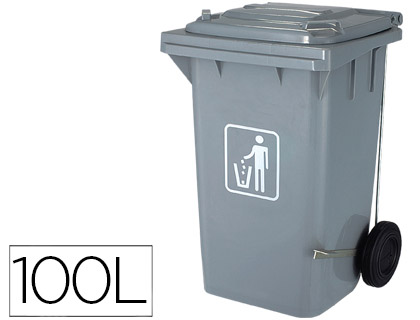 Q-CONNECT - PAPELERA CONTENEDOR PLASTICO CON TAPADERA 100L COLOR GRIS 750X470X370 MM CON RUEDAS (Ref.KF16545)