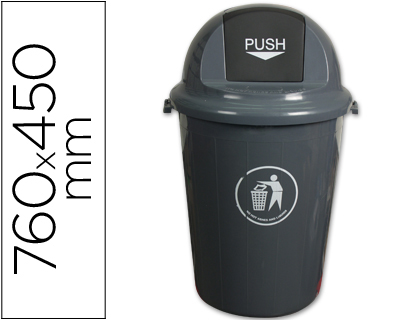 Q-CONNECT - PAPELERA CONTENEDOR PLASTICO CON TAPADERA 80L COLOR GRIS 450X760 MM (Ref.KF04237)