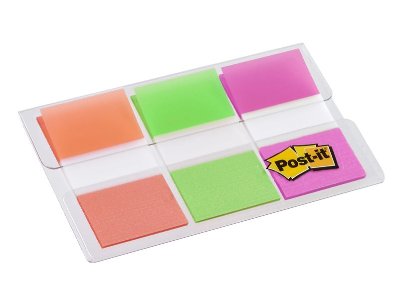 POST-IT - Banderitas Adhesivas 3x20ud - 25,4x43mm - Verde, Naranja y Rosa (Ref.680-OLP/7100102571)