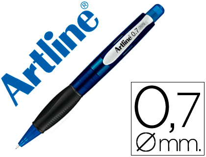 ARTLINE - PORTAMINAS RETRACTIL SUJECION DE CAUCHO TRANSLUCIDO 0.7 MM -CUERPO AZUL (Ref.7070)