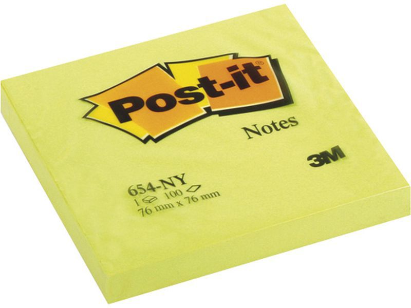 POST-IT - Notas adhesivas 100h Amarillo neon 76x76mm (Ref.FT510010174)