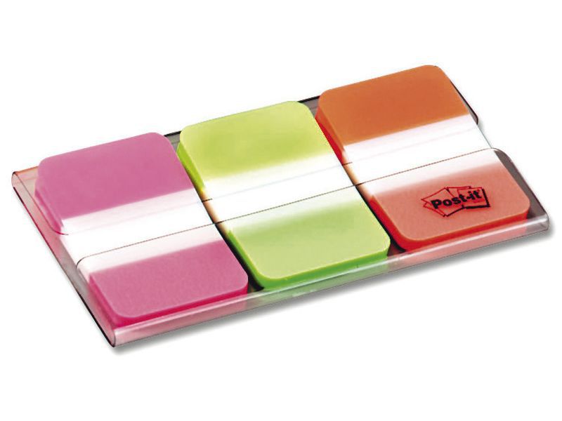 POST-IT - Indices adhesivos Rosa, verde y naranja 25.4x38mm (Ref.XA004806304/686-PGO)