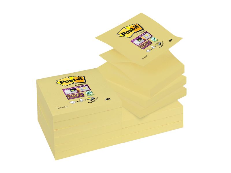 POST-IT - Notas adhesivas Sticky Z-Notes Pack 12 blocs Amarillo 76x76mm (Ref.70005197796)