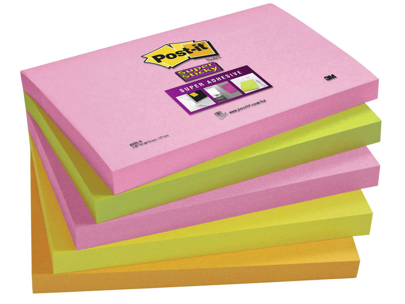 POST-IT - Notas adhesivas Super Sticky Pack 5 blocs 90h Neon surtidos 76x127mm (Ref.70005253318)