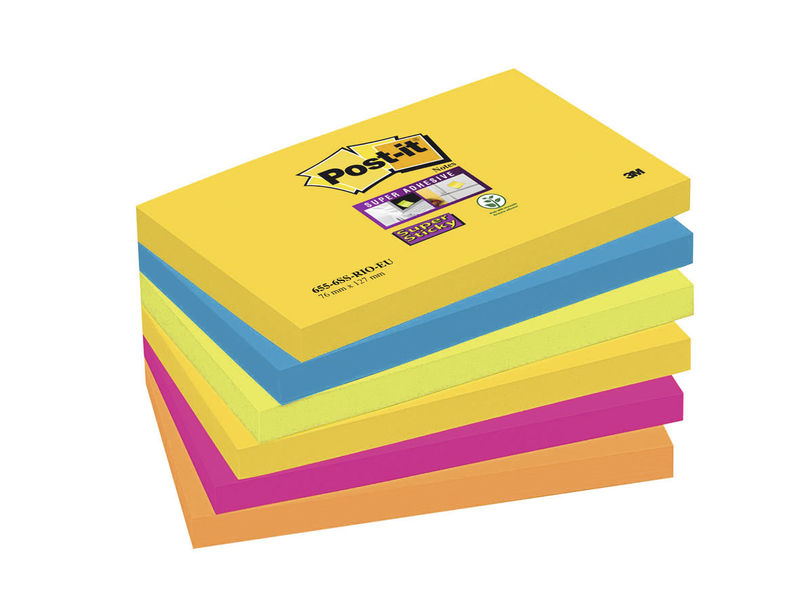 POST-IT - Notas adhesivas Rio Janeiro Pack 6 blocs 76x127mm 655-6SS-RIO-EU (Ref.70005251320)