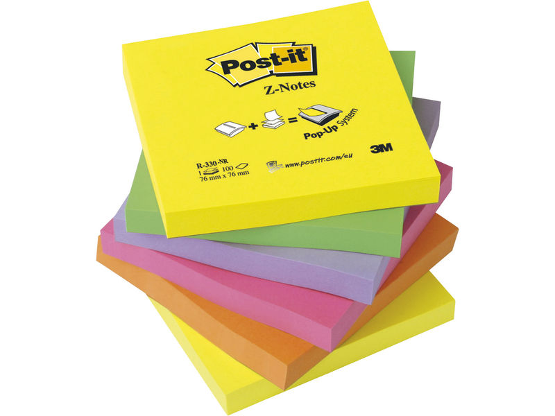 POST-IT - Notas adhesivas Z-Notes Pack 6 blocs Neon surtidos 76x76mm (Ref.FT510089939-7100296020)